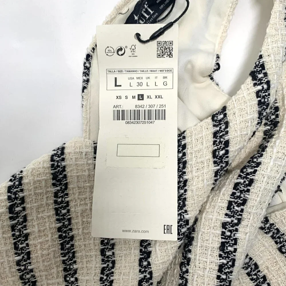 Zara TRF Striped Sleeveless Mini Sheath Dress - Black/White, Size Large NWT - Picture 6 of 10